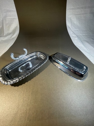 Irvinware versilberte Butterdose mit aufgesetztem Messerhalter (ohne Messer) (587) - Bild 3 von 3