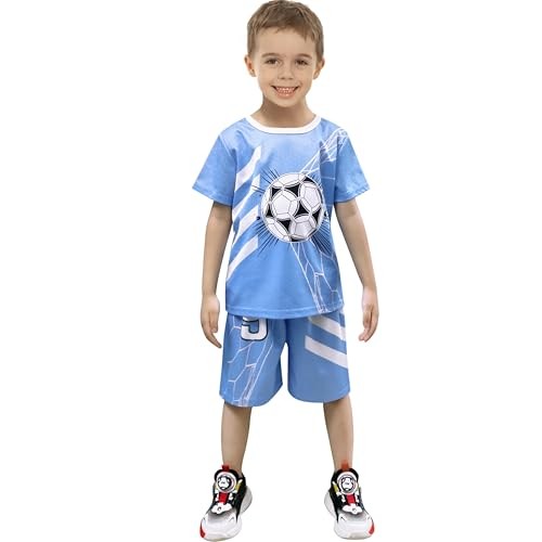 Boys Soccer Jerseys Kids Jersey Outfits Youth Football 5-6 Years Jersey-blue - Picture 4 of 6