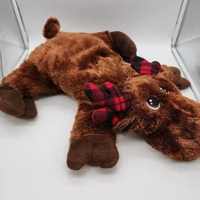 Dan Dee Floppy Moose Plush 23" Plaid Antlers Brown Embroidered Eyes Lays Down
