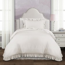 Lush Decor Comforter Set Twin XL Reyna White Soft Ruffled Bedding Matching Sham