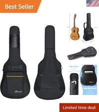 41 Inch Black Guitar Case - Dual Strap Acoustic Gig Bag with Storage Pocket