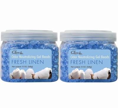 Clear Air Odor Eliminator Gel Beads 24oz, Fresh Linen Scent, Essential Oils