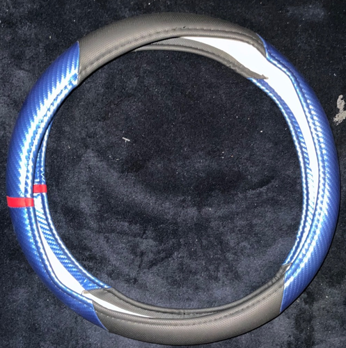 Steering Wheel Cover 18”  Black And Blue Polyurethane Material Real Tough