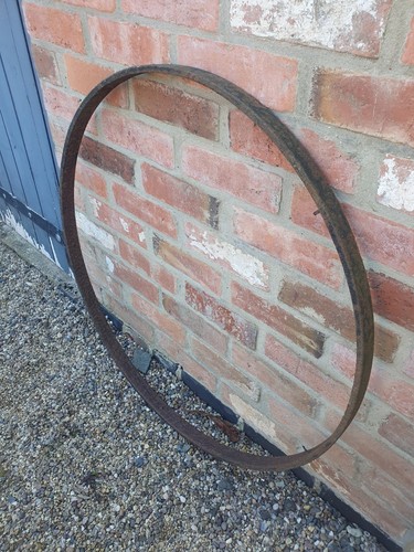 Reclaimed Cart Wheel Rim Iron Garden Succulent Planter Circle Moon Sculpture - Picture 9 of 11