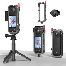 Metal Rabbit Cage Frame Cover + Lens Cap for Insta360 X4 Camera Accessories