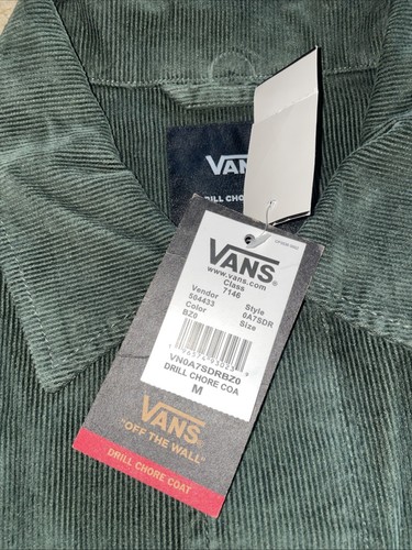 Vans Jacket Mens Medium Dill Corduroy Chore Collar Pockets Button Up Green - Picture 4 of 12