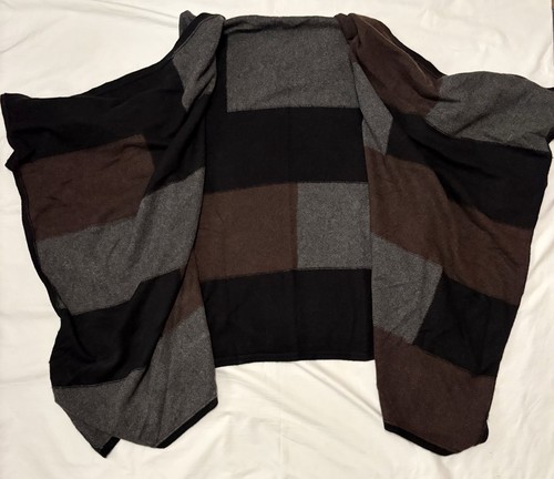 Cárdigan Suéter Forte 100% Cachemira Negro Gris Marrón Patrón Talla XL - Imagen 2 de 6