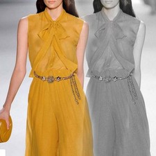 Fashion Elegant Metal Waist Chain Belt Gold Buckle Body Chain Dress Belt 