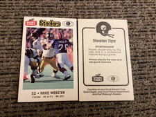 (2) 1987 Pittsburgh Steelers’ MIKE WEBSTER Cards - GIANT EAGLE/KIWANIS 