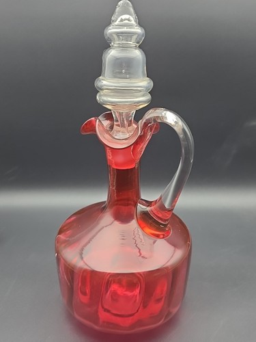 Schöne antike viktorianische Cranberry Glas Wasser Ewer Dekanter - Bild 4 von 11