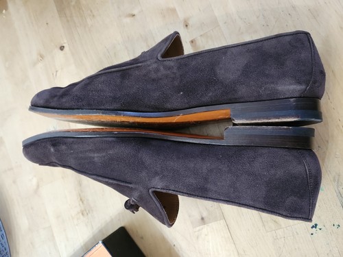 Herren Weich Leder Wildleder Braun Quaste Halbschuhe Magnanni Größe 8 EU 42 Slipper - Bild 10 von 11