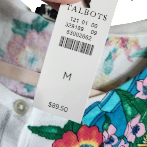 Talbots Pullover Damen blau weiß bunt Medium Blumen Cardigan 3/4 Arm NEU - Bild 5 von 9