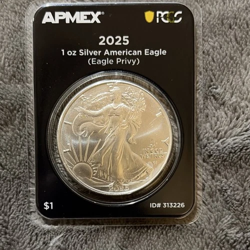 APMEX American Eagle 2025 1 oz Silver PCGS Eagle Privy $1 0.999 Fine Coin