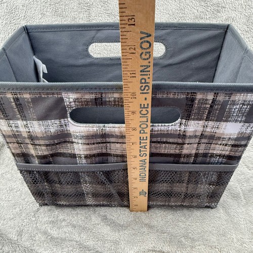 Thirty One Grey Plaid Foldable Storage Bin Organizer Box Home Office - Picture 8 of 8
