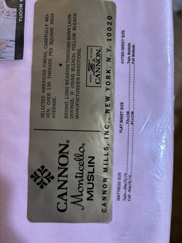 Vintage Cannon Monticello Full Complete Floral Sheet Set Pink No Iron Muslin NEW - Picture 5 of 10