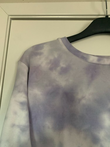 SPLENDID Thermal Tie Dye Long Sleeve PURPLE LAVENDER Shirt Top Crewneck  - Afbeelding 3 van 5