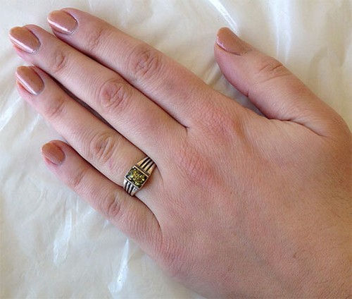 BALTIC GREEN or HONEY AMBER & STERLING SILVER HANDMADE MODERN RING - Picture 6 of 9