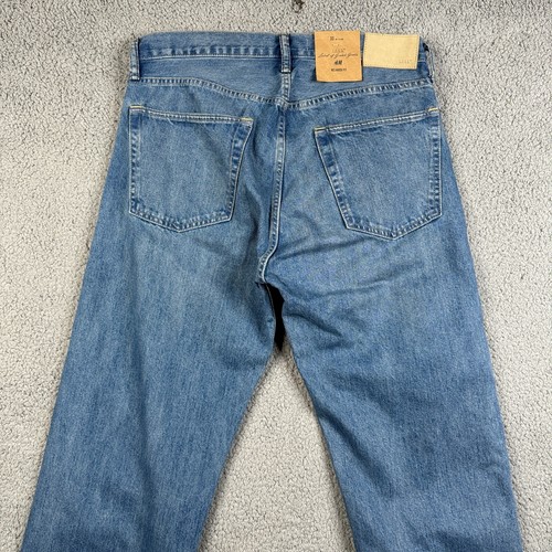 H&M Jeans Mens Size 33x33 Medium Wash Relaxed Fit 100% Cotton Button Fly NWT - Picture 7 of 15