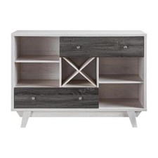 Bowery Hill Mid-Century Wood Multi-Storage Buffet in White Oak