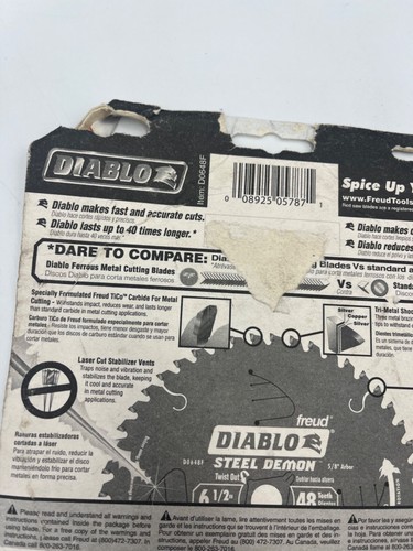 Diablo D0648F 6-1/2" x 48T Steel Demon TCG Ferrous Circular Saw New - Picture 4 of 4