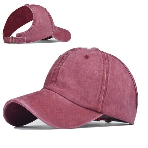 Women Half Top Baseball Ball Cap Ponytail Hat Adjustable Stonewash Cotton - Picture 14 of 19