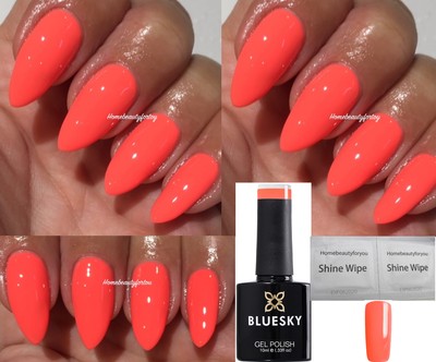 Bluesky Gel Polish Summer Coral Neon Color Nail Uv Led Soak Off Any 2 File Wipes Ebay