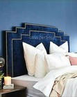 Art PLUSH  soft blue VELVET FLOOR STANDING HEADBOARD 4ft6(double) size studs