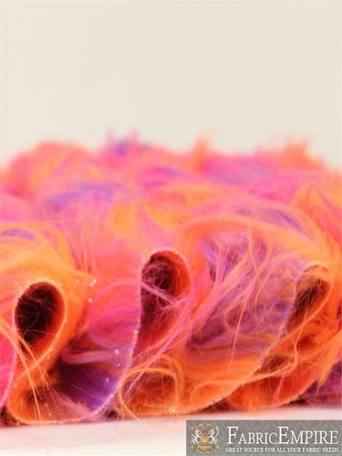Faux Fur Long Pile 3 Tone Rainbow Fabric / 60" Wide / Sold By The Yard - Picture 25 of 32