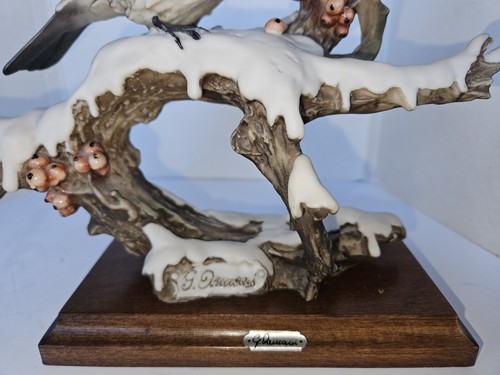 Giuseppe Armani Sparrow on Snow Branch Figurine on Wood Base Signed - Picture 5 of 8