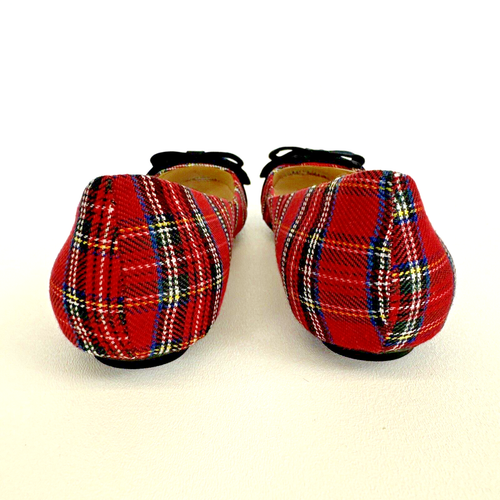 Isaac Mizrahi Live! Red Tartan Plaid 9W Megan Women's Flats Shoes New in Box - Picture 4 of 14