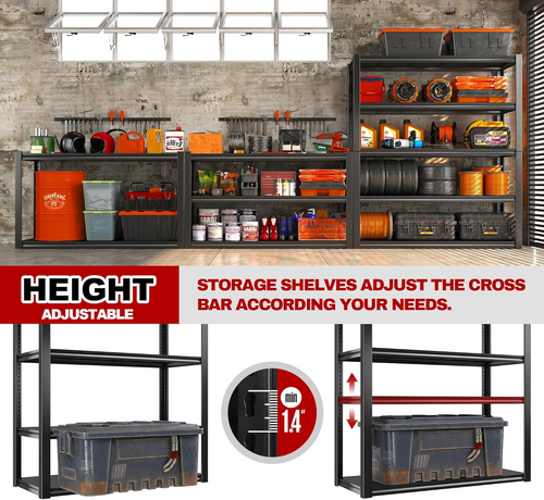 48" W Garage Shelving Heavy Duty, 2500LBS Storage Shelves, 5 Tier Garage Shelves - Picture 6 of 8