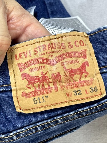 Levis Jeans 511 Mens 30x32 Blue 511 Slim Fit Straight Dark Wash Denim - Picture 17 of 22