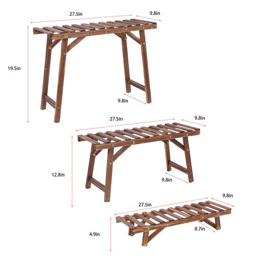 3-Tier Ladder Wood Plant Stand Step Flower Pot Shelf Large Bench Potted Storage - Picture 6 of 12