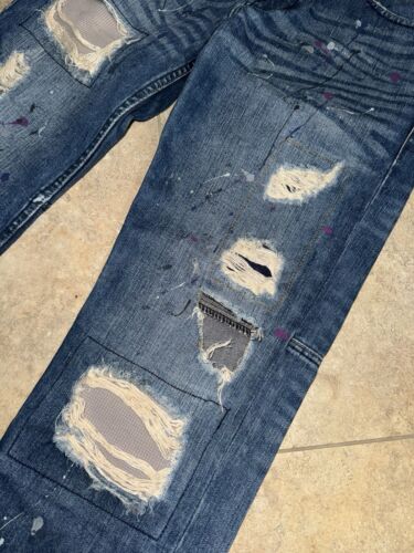Armani Exchange Distressed Paint Splattered Denim Jeans Men's Size 32 Regular - Picture 3 of 8