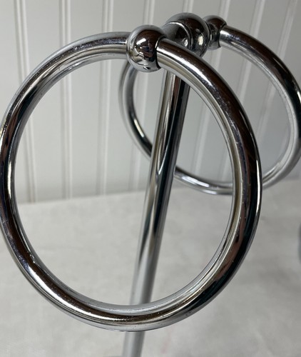 Double Ring Hand Towel Holder Free Standing Countertop Stand 12" Vintage Chrome - Picture 6 of 10