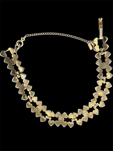 "Pulsera Monet tono dorado doble corazón para mujer 6,5"" vintage" - Imagen 3 de 4
