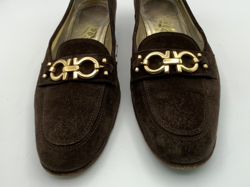 Salvatore Ferragamo Women’s Brown Suede Loafers Shoes Size 7 AAA - Picture 2 of 12