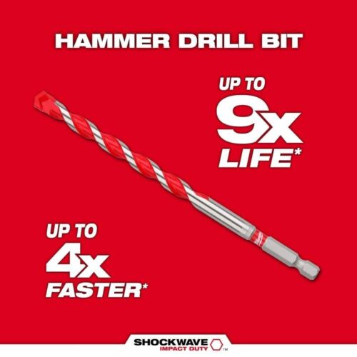 1/4 In. X 4 new SHOCKWAVE Carbide Hammer Drill Bit Concrete, Stone, Masonry best - Picture 2 of 11