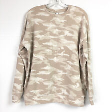 Athleta Womens Medium Sweatshirt Studio To Street Beige Camo Crew Neck Pullover