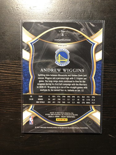 2020-21 Panini Select Concourse Neon Green Prizm /75 Andrew Wiggins #6 Card PWE - Bild 2 von 2