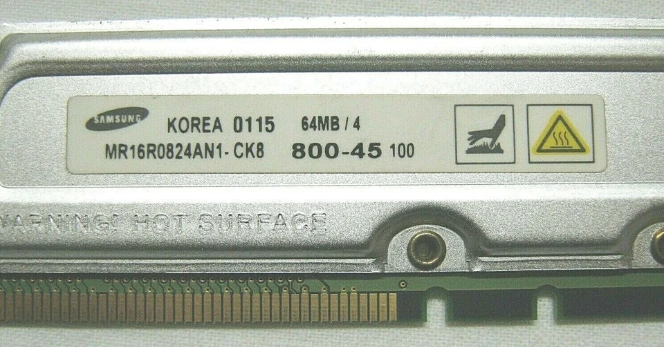 RAM 64Mb 184 Pin MR16R0824AN1-CK8 Rdram , 800MHz, PC-800, 45nS, Non-Ecc, 3.3V - Image 3 of 3
