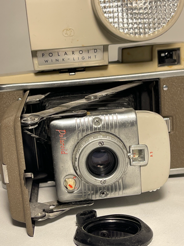 intage Polaroid Land Camera Model 80 w/ Polaroid Wink Light & Flasher - Rare - Picture 8 of 11