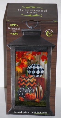 Patterned Pumpkins Decorative Art LED Briarwood Lane Lantern - Picture 7 of 9