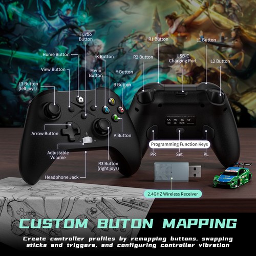 Controller wireless Microsoft Xbox per Xbox One Xbox Series S e PC Windows 2.4G - Foto 11 di 18