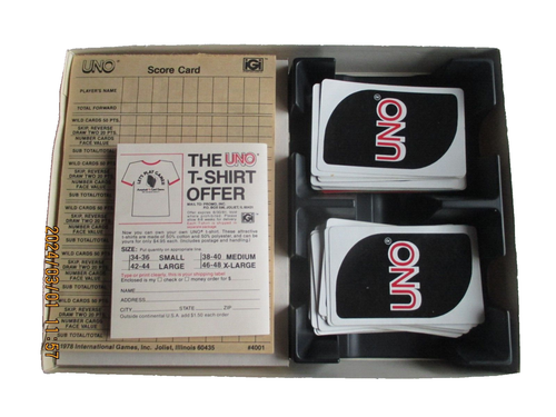 1978 UNO Card Game Edizione Deluxe #3001 Vassoio Score Pad Istruzioni Internazionale - Foto 2 di 8