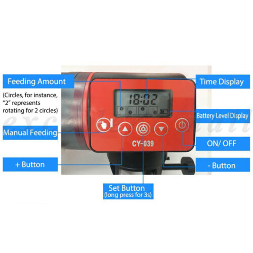 Automatic Fish Feeder LCD Auto Food Dispenser Smart Feeding Timer Aquarium Tank - Picture 3 of 12
