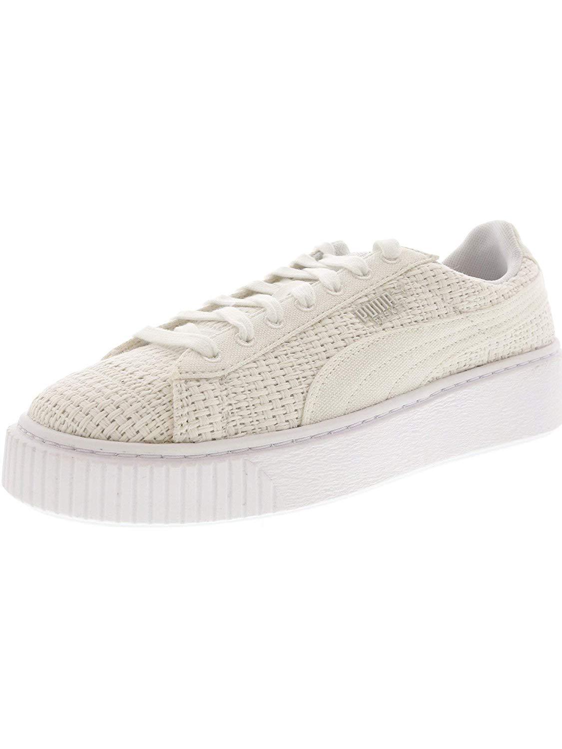 PUMA Women's Basket Platform Woven Sneakers, White, Size 6.0 US 4 UK PUMA Women's Basket Platform Woven Woven Woven Sneakers, White, Size 6.0 US 4 UK 120375