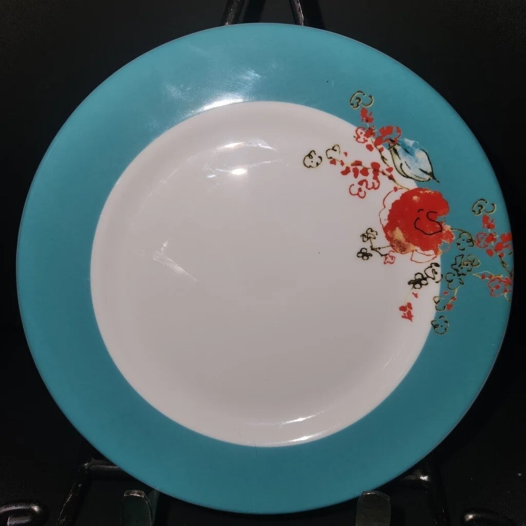 Lot of 4 Simply Fine Lenox Chirp Pattern Dessert Plates 6 3/8” Teal Floral eBay