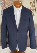 Hart Schaffner Marx Mens Blue Plaid 2 Btn Dual Vent Blazer Sz 38 R MINT 