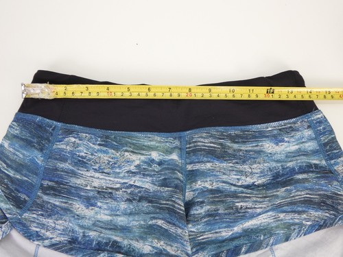 Lululemon Speed Shorts Workout Running Gym Short Blue Black Aerial Drift UK 8 - Picture 8 of 10